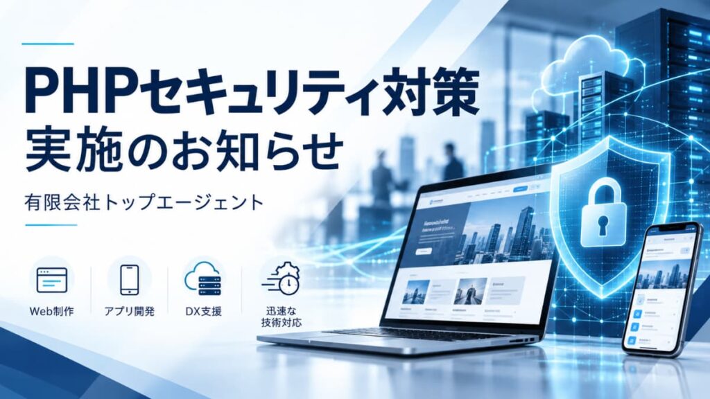 PHPセキュリティ対策実施のお知らせ｜有限会社トップエージェント